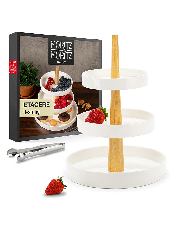 Moritz & Moritz Etażerka w kolorze biało-jasnobrązowym - wys. 33 cm rozmiar: onesize