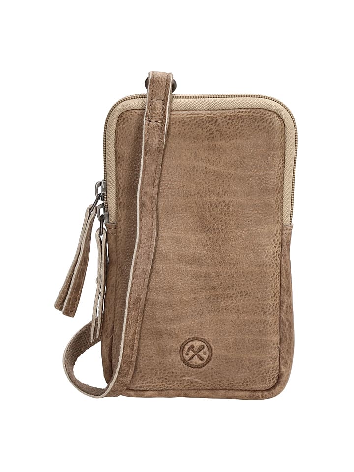 HIDE & STITCHES Skórzana torebka w kolorze szarobrązowym na telefon - 10 x 18 x 2,5 cm rozmiar: onesize
