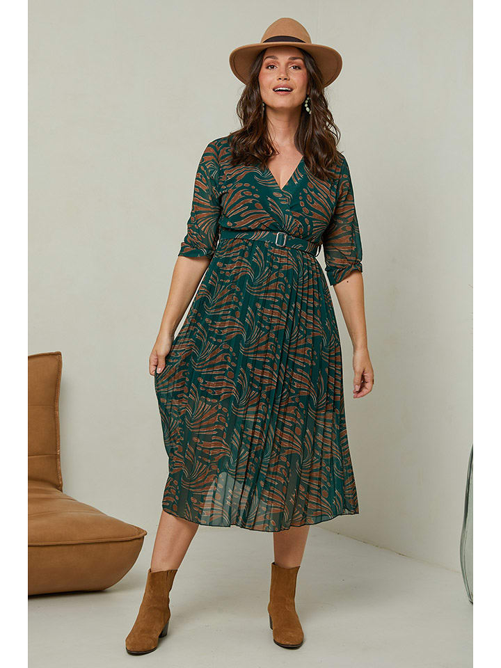 Curvy Lady Sukienka w kolorze zielono-brązowym rozmiar: 44/46