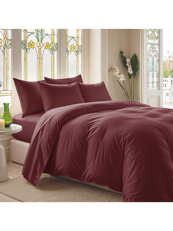 ethere Perkalowa poszwa "Sakura" w kolorze bordowym na kołdrę rozmiar: 260x240 cm