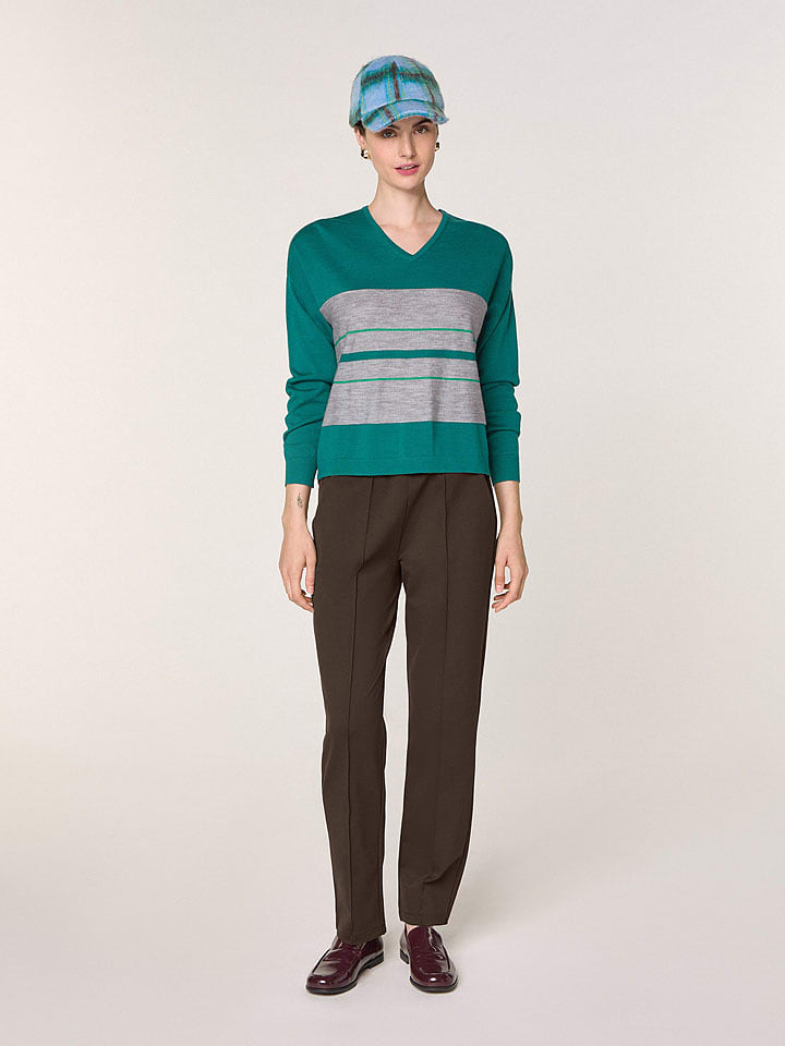 Rodier Wełniany sweter w kolorze zielono-szarym rozmiar: M