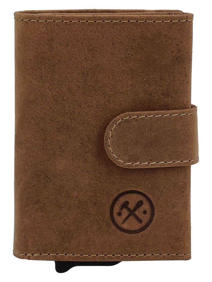 HIDE & STITCHES Skórzany portfel w kolorze jasnobrązowym - 7,5 x 10 x 2 cm rozmiar: onesize