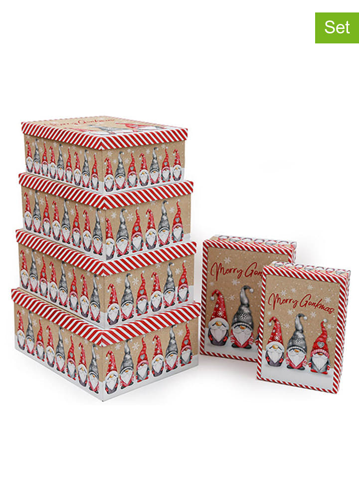 SiL Interiors Pudełka prezentowe (6 szt.) w kolorze czerwono-beżowym rozmiar: onesize