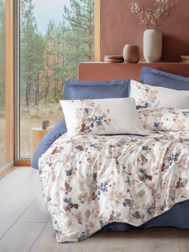 Mijolnir Komplet pościeli satynowej "Nebulae" w kolorze biało-niebiesko-beżowym rozmiar: 140x200 cm