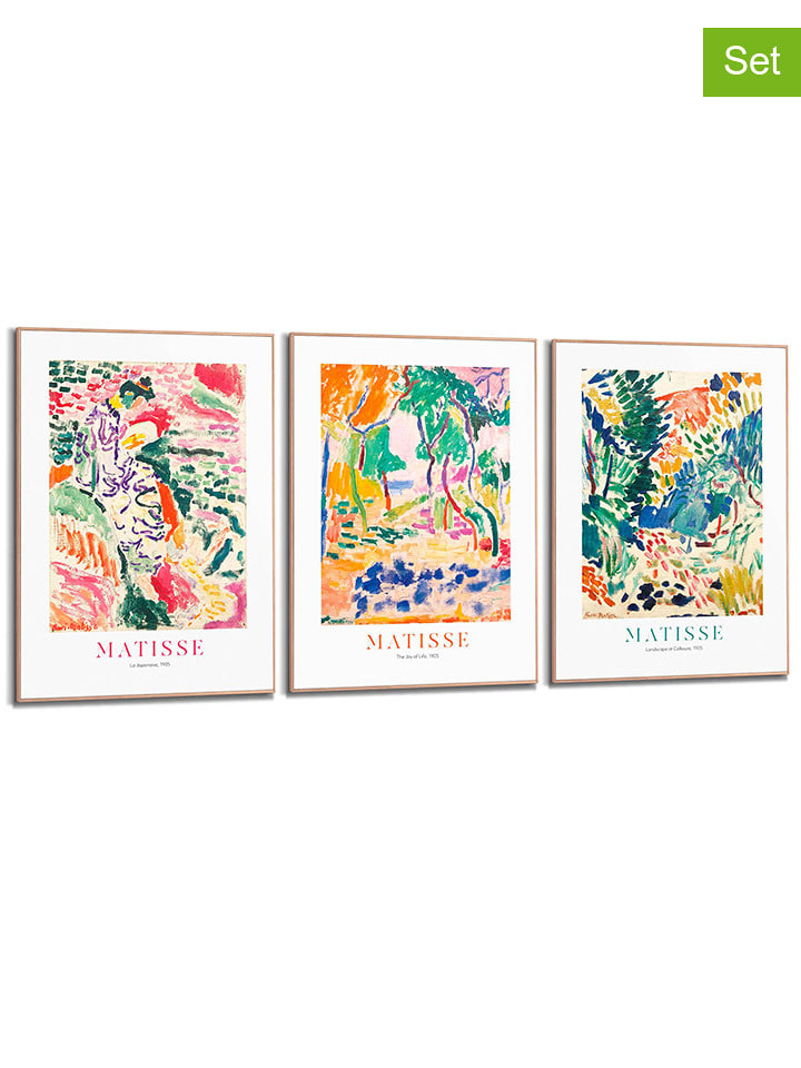Orangewallz Druki artystyczne (3 szt.) "Matisse Floral Set" w ramce rozmiar: 50x70 cm