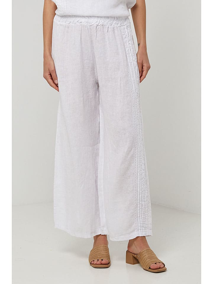 Lin Passion Lniane spodnie w kolorze białym rozmiar: 36/38