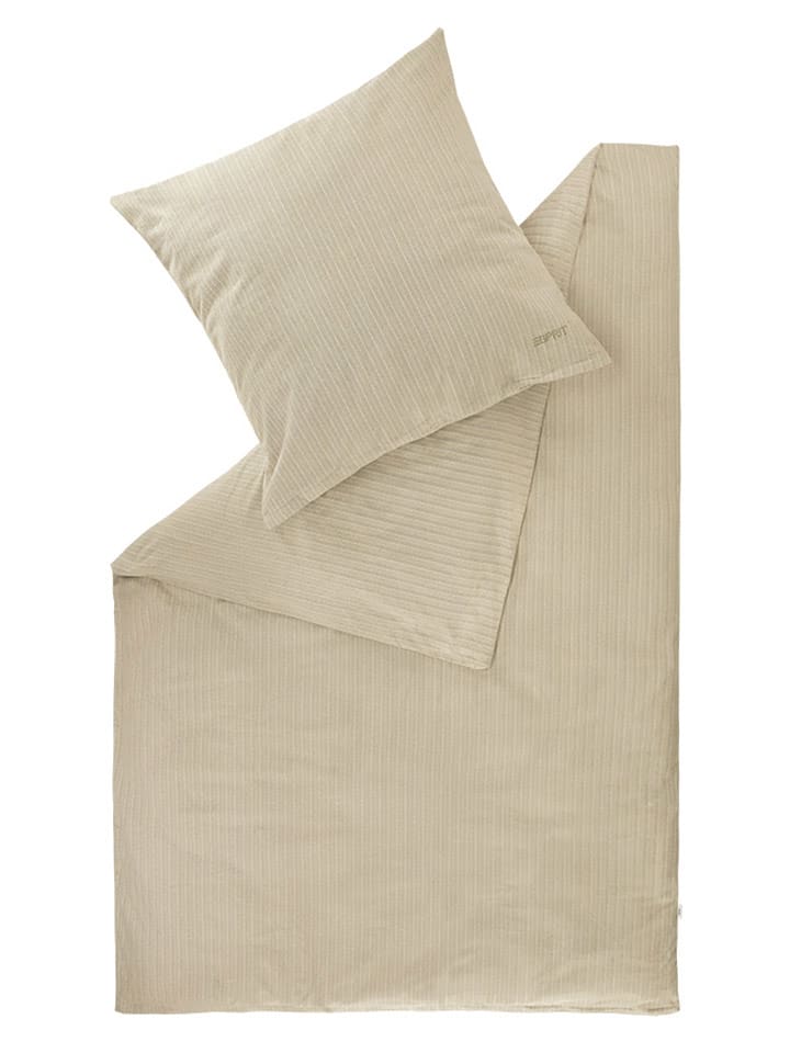 ESPRIT Komplet pościeli flanelowej "Herringbone" w kolorze beżowym rozmiar: 135x200 cm