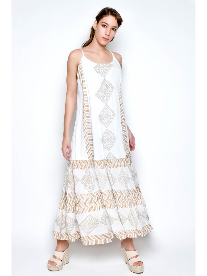 Tarifa Sukienka w kolorze biało-karmelowym rozmiar: S