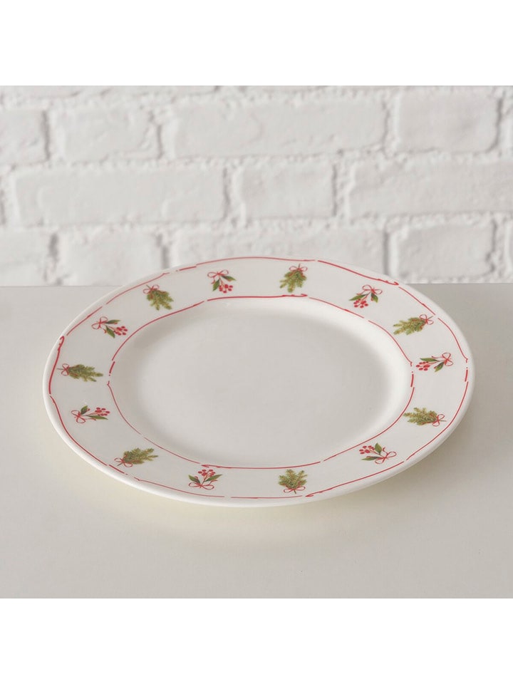 Boltze Talerzyk deserowy "Noelle" w kolorze biało-czerwonym - Ø 21,5 cm rozmiar: onesize
