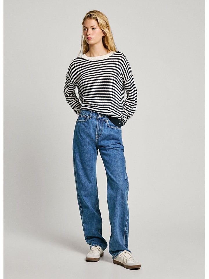 Pepe Jeans Sweter "Poppy" w kolorze granatowo-białym rozmiar: XL