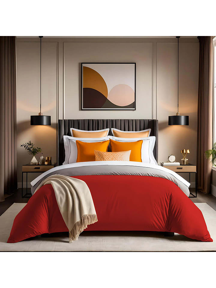 Colourful Cotton Poszwa renforcè w kolorze jasnoczerwonym na kołdrę rozmiar: 155x220 cm