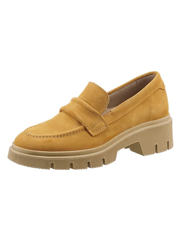 Heine Skórzane slippersy w kolorze żółtym rozmiar: 41