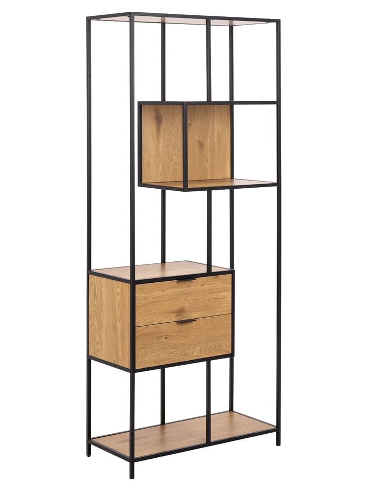 Actona Regał "Seaford" w kolorze jasnobrązowo-czarnym na książki - 77 x 185 x 35 cm rozmiar: onesize