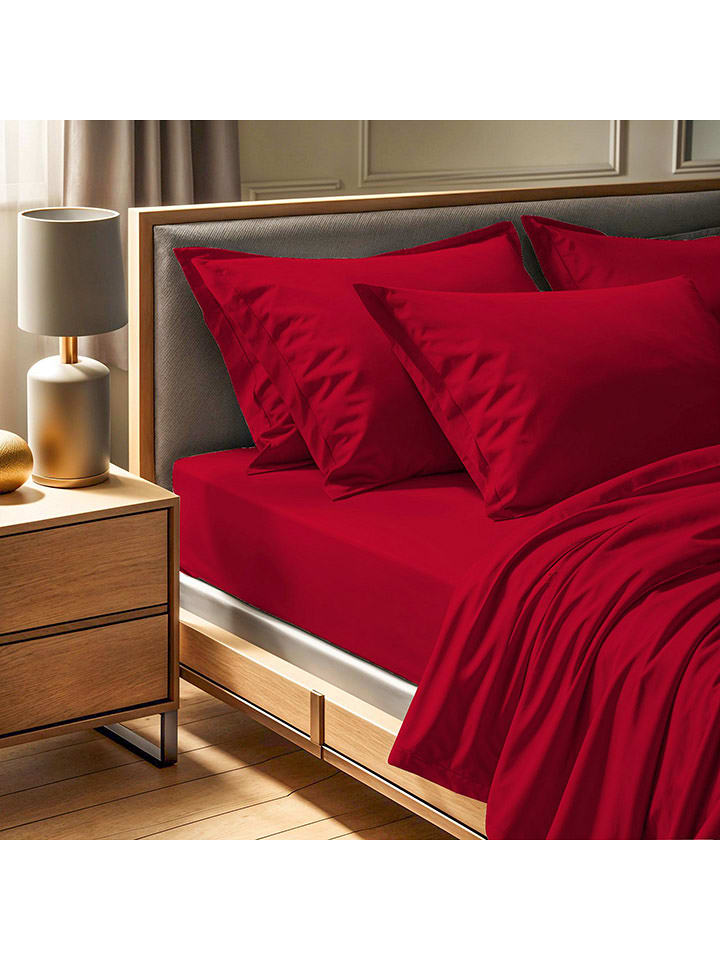 Colourful Cotton Prześcieradło renforcè w kolorze bordowym na gumce rozmiar: 160x200 cm