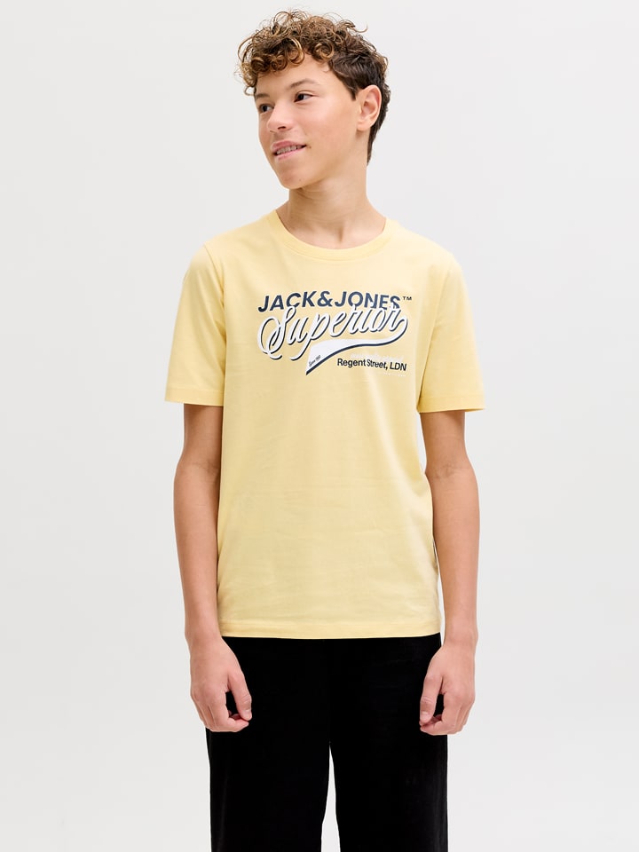 JACK & JONES Junior Koszulka "Logo" w kolorze żółtym rozmiar: 152