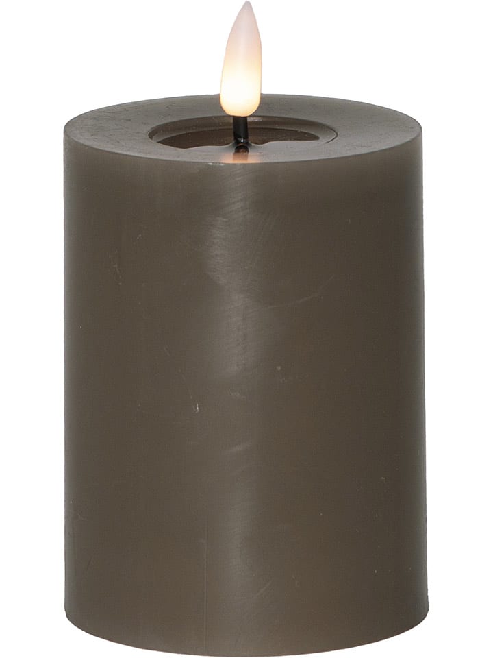 STAR Trading Świeca LED "Flame Flow Pillar" w kolorze szarobrązowym - wys. 12,5 cm rozmiar: onesize