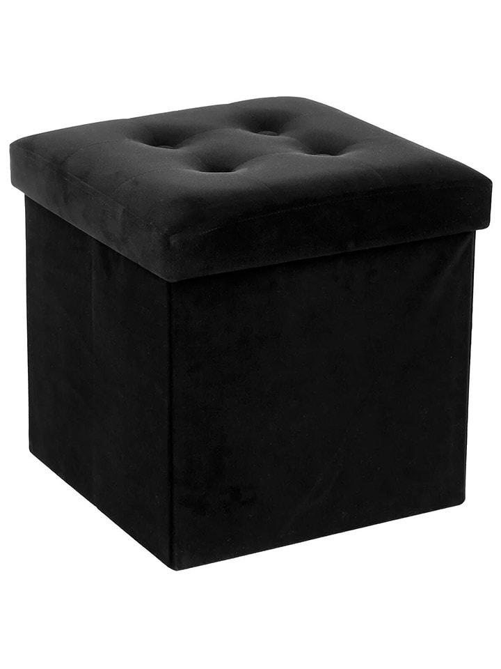 WellHome Puf w kolorze czarnym ze schowkiem - 38 x 38 x 38 cm rozmiar: onesize