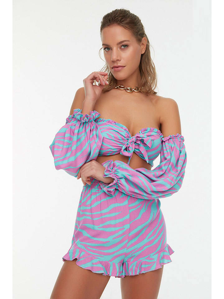 trendyol 2-częściowy zestaw w kolorze turkusowo-jasnoróżowym rozmiar: 42