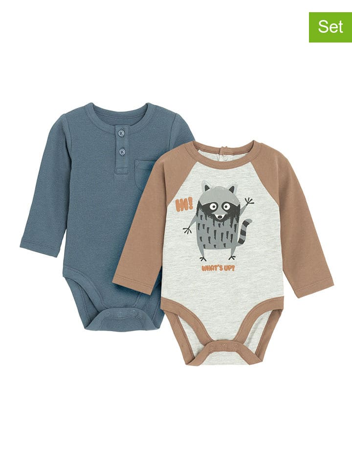 COOL CLUB Body (2 szt.) w kolorze jasnobrązowym i niebieskim rozmiar: 86