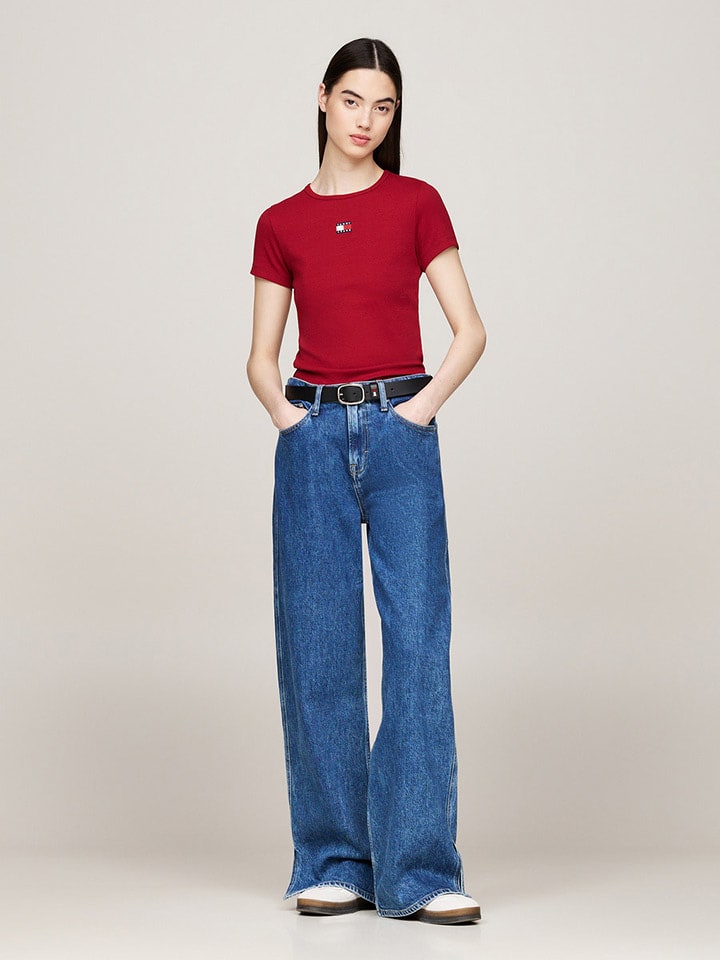 TOMMY JEANS Koszulka w kolorze bordowym rozmiar: XS