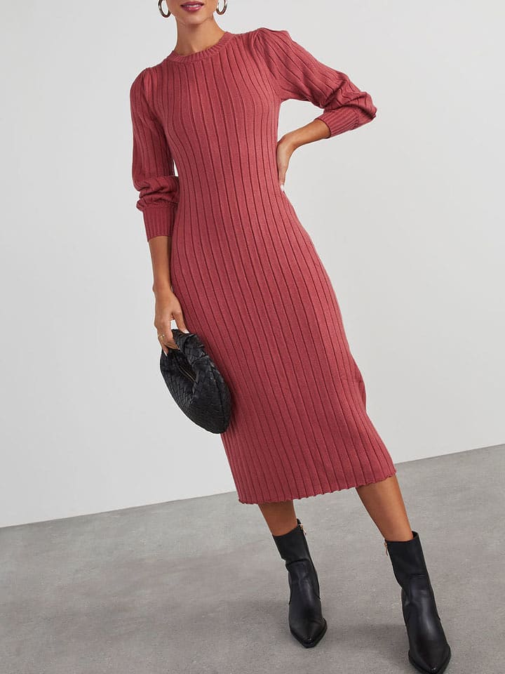 Milan Kiss Sukienka dzianinowa w kolorze jagodowym rozmiar: L