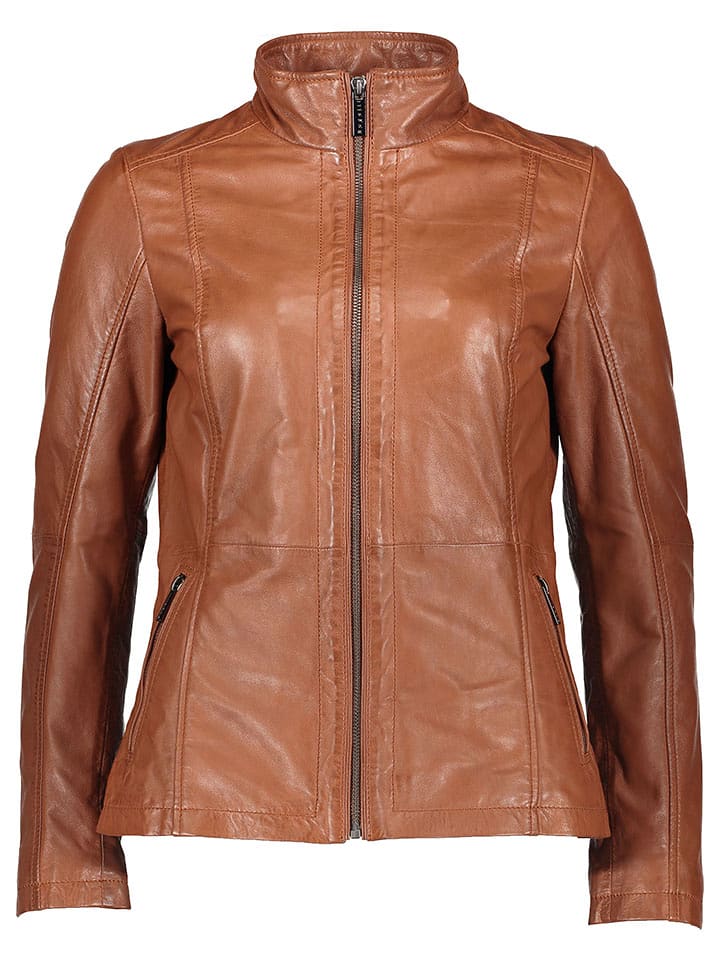 Bugatti Skórzana kurtka w kolorze jasnobrązowym rozmiar: 36