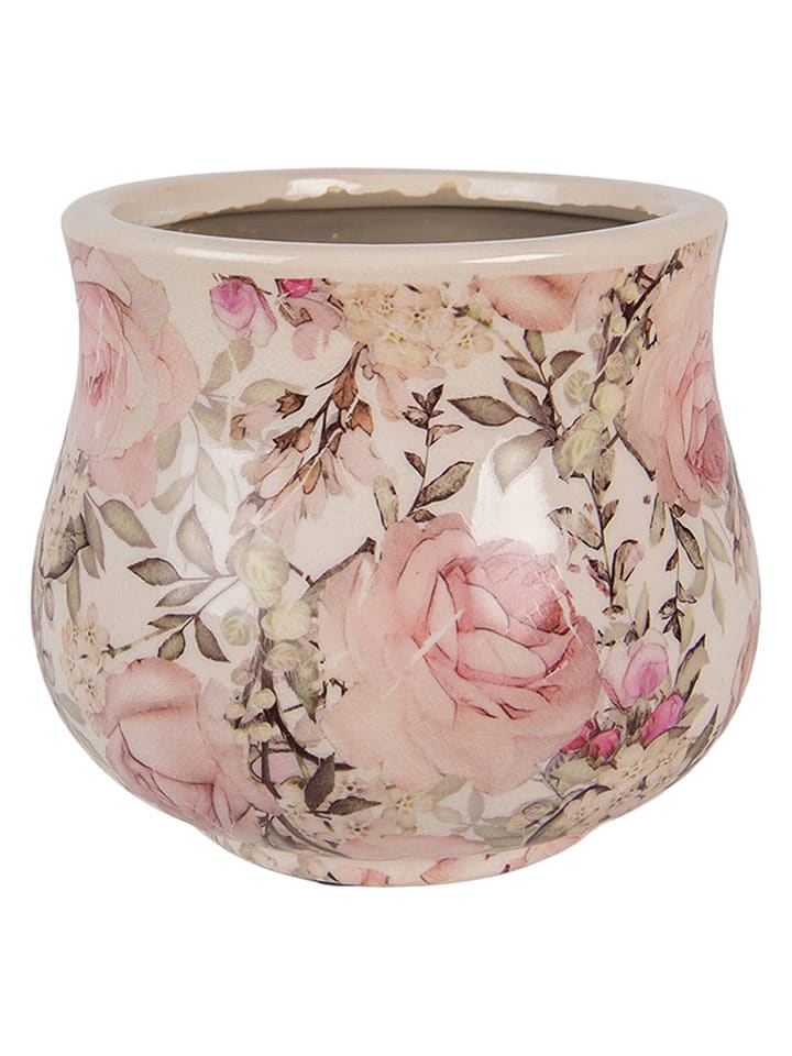 Clayre & Eef Doniczka w kolorze kremowo-jasnoróżowym - wys. 13 x Ø 15 cm rozmiar: onesize