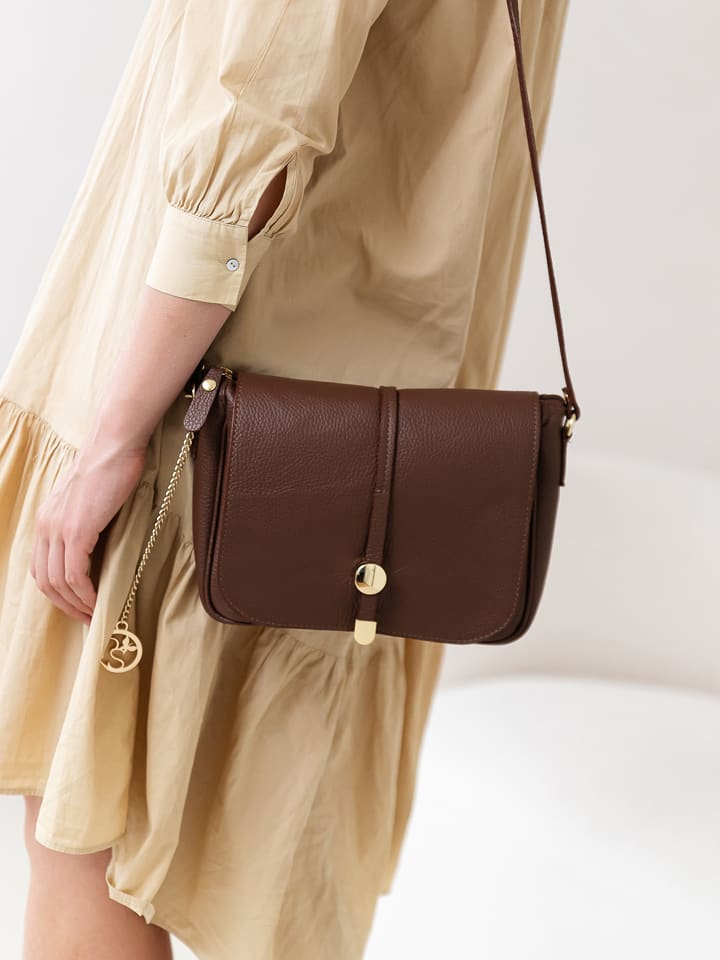 Pia Sassi Skórzana torebka "Monte Avella" w kolorze brązowym - 25 x 23 x 7 cm rozmiar: onesize