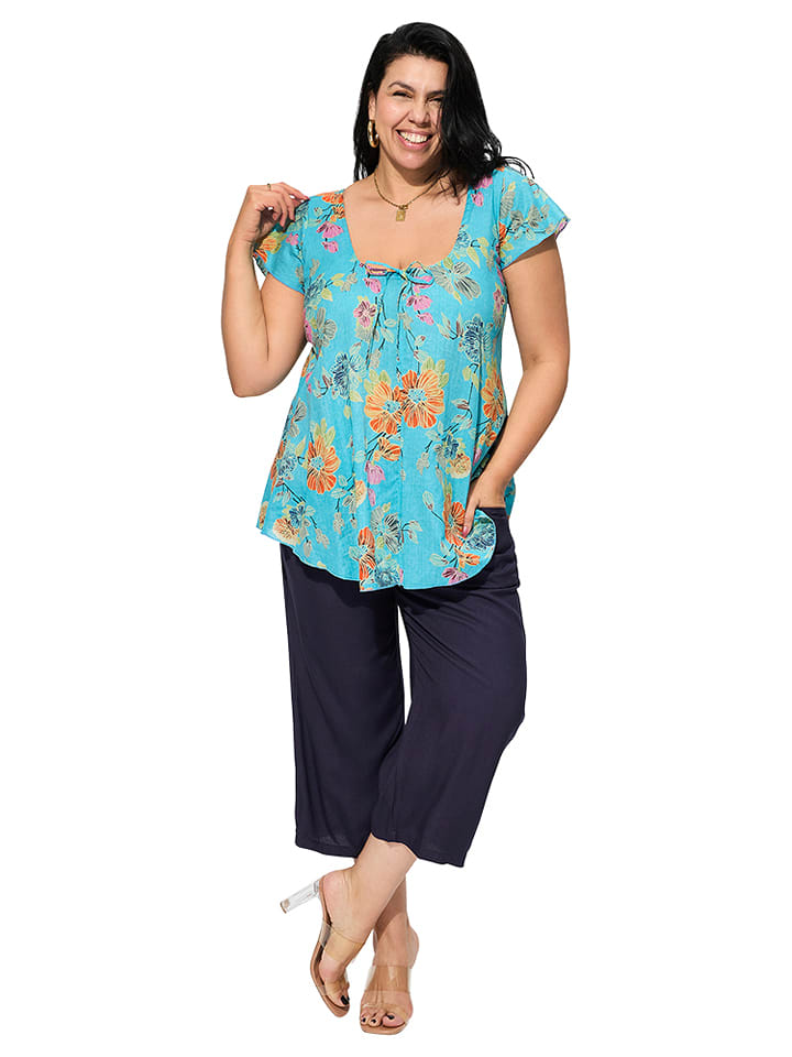 Aller Simplement Bluzka w kolorze turkusowym ze wzorem rozmiar: 42/44