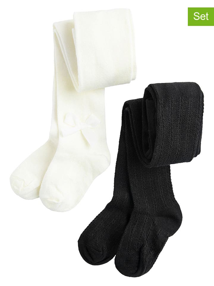 COOL CLUB Rajstopy (2 pary) w kolorze kremowym i czarnym rozmiar: 116/122