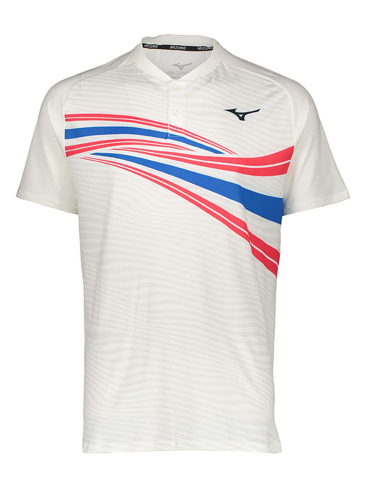 Mizuno Funkcyjna koszulka polo w kolorze biało-czerwono-niebieskim rozmiar: M