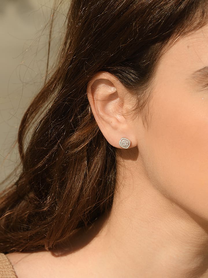 DIAMANTA Złote kolczyki-wkrętki "Carré richesse" z diamentami rozmiar: onesize