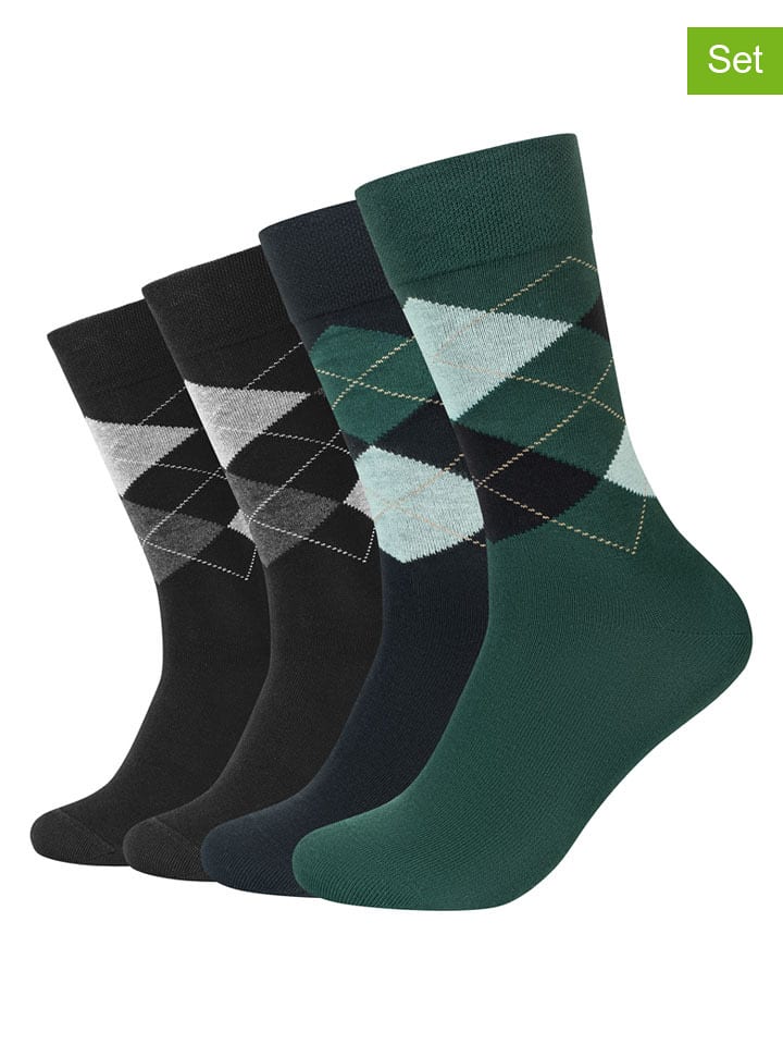 camano Skarpety (4 pary) w kolorze czarno-zielonym rozmiar: 43-46
