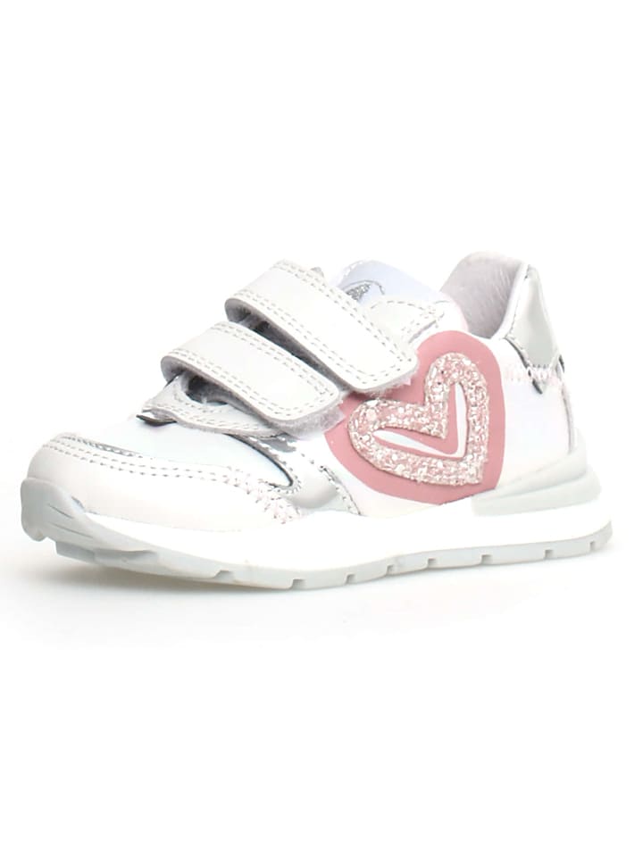 Naturino Skórzane sneakersy "Quelly" w kolorze srebrno-białym rozmiar: 25