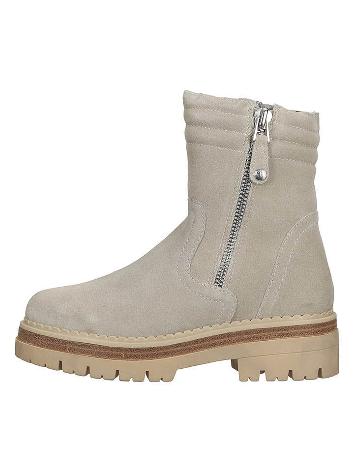 Marco Tozzi Skórzane botki w kolorze beżowym rozmiar: 40