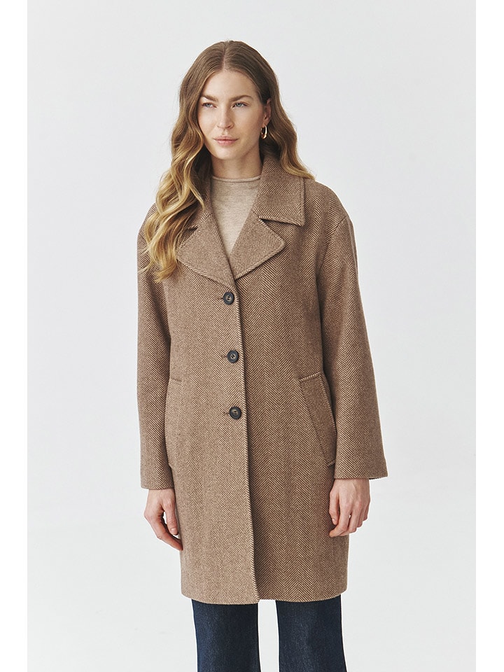 TATUUM Wełniany płaszcz "Sewro" w kolorze jasnobrązowym rozmiar: 38