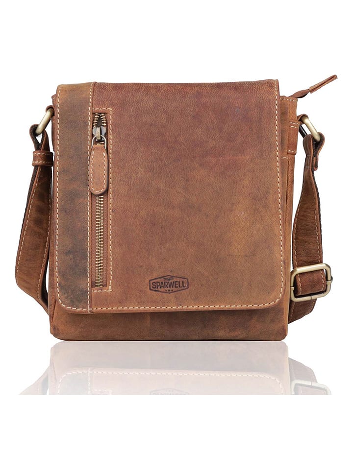 SPARWELL Skórzana torebka "Bruno" w kolorze jasnobrązowym - 18,5 x 21 x 5,5 cm rozmiar: onesize