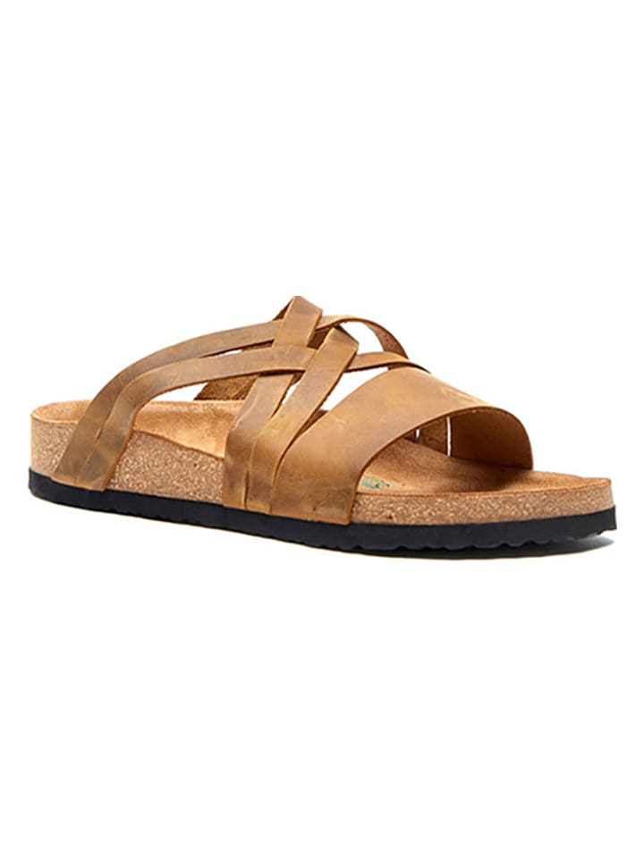 Comfortfusse Skórzane klapki w kolorze jasnobrązowym rozmiar: 39