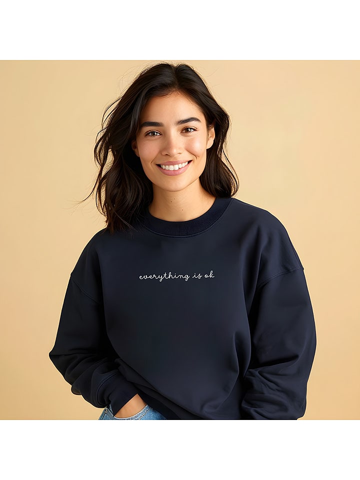 WOOOP Bluza "Everything is okay" w kolorze granatowym rozmiar: XXL