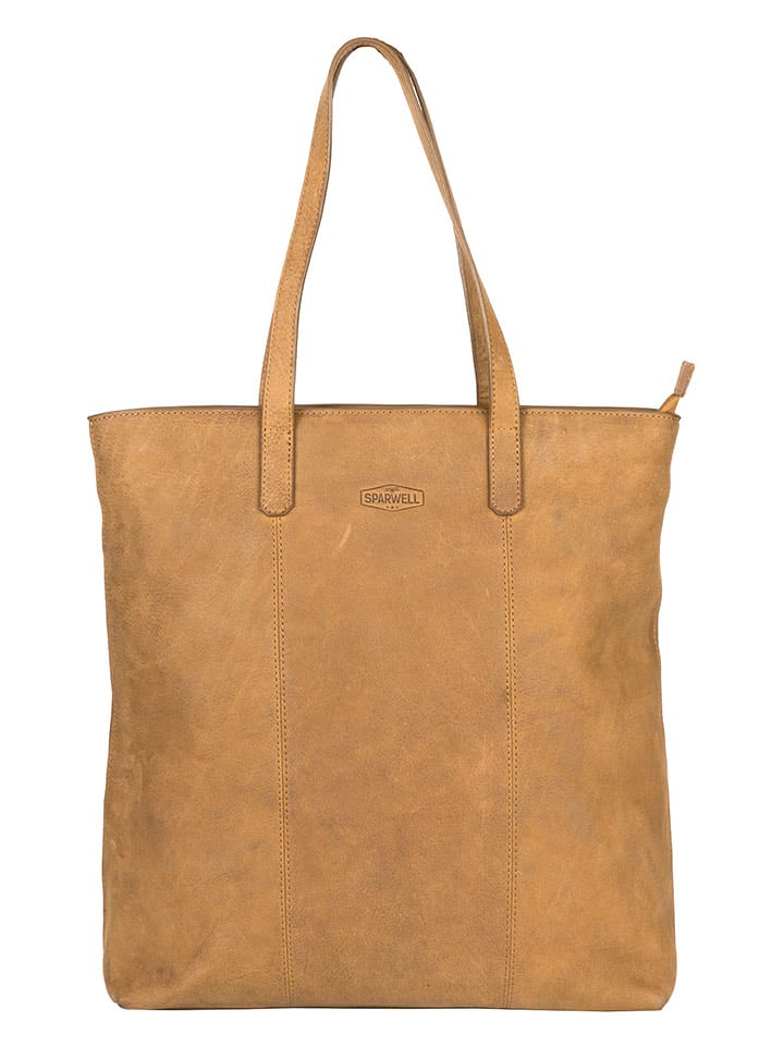SPARWELL Skórzany shopper bag "Ashlee" w kolorze jasnobrązowym - 39 x 41 x 9 cm rozmiar: onesize
