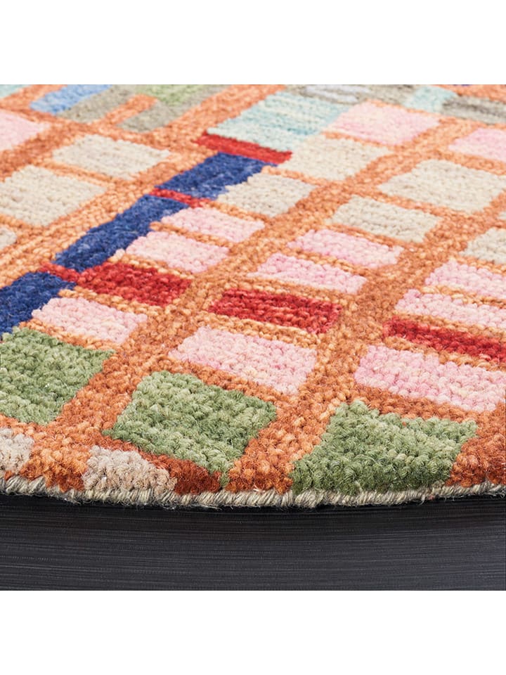 Safavieh Wełniany dywan w kolorze czarno-pomarańczowo-kremowym rozmiar: 91x91 cm