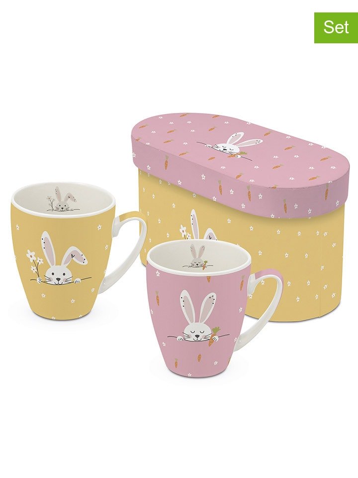 ppd Kubki jumbo (2 szt.) "Hello & Easter" w kolorze jasnoróżowo-żółtym - 350 ml rozmiar: onesize