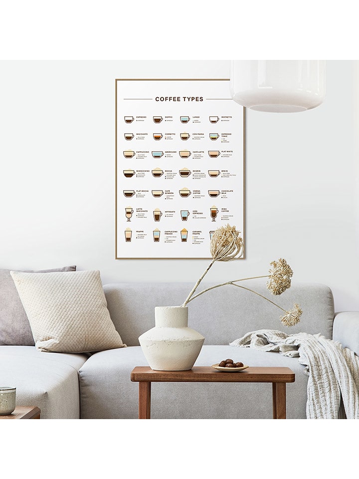 Orangewallz Druk artystyczny "Coffees" w ramce rozmiar: 50x70 cm