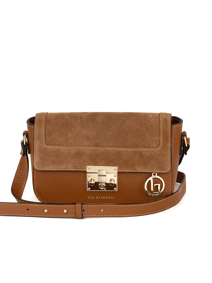 Lia Biassoni Skórzana torebka "Camoscio" w kolorze jasnobrązowym - 24 x 16 x 7 cm rozmiar: onesize
