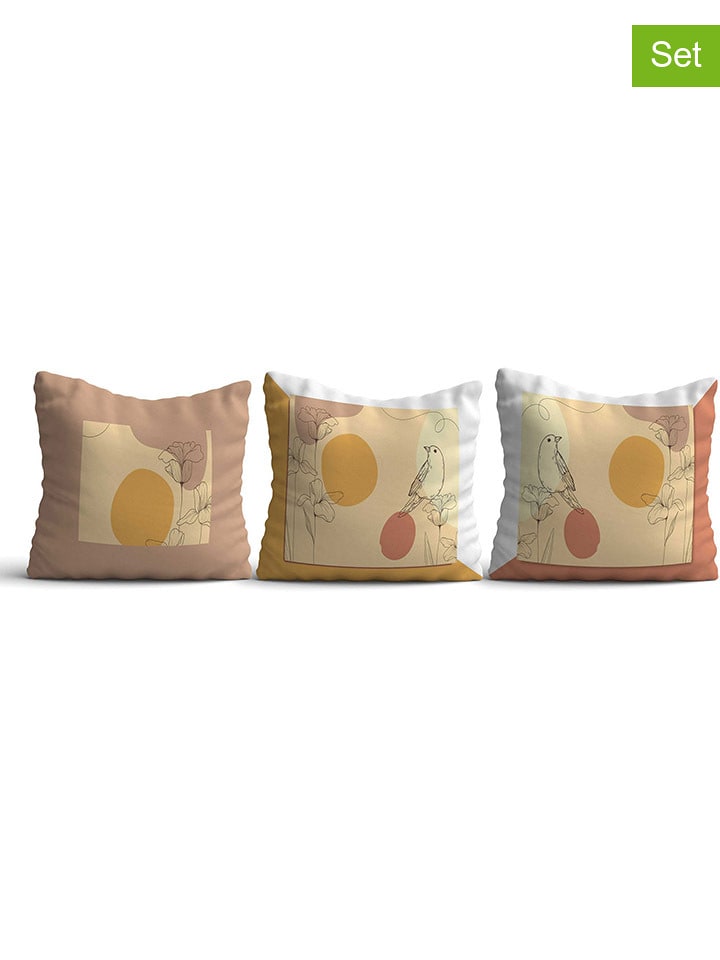 ABERTO DESIGN Poszewki (3 szt.) w kolorze biało-beżowym rozmiar: 43x43 cm