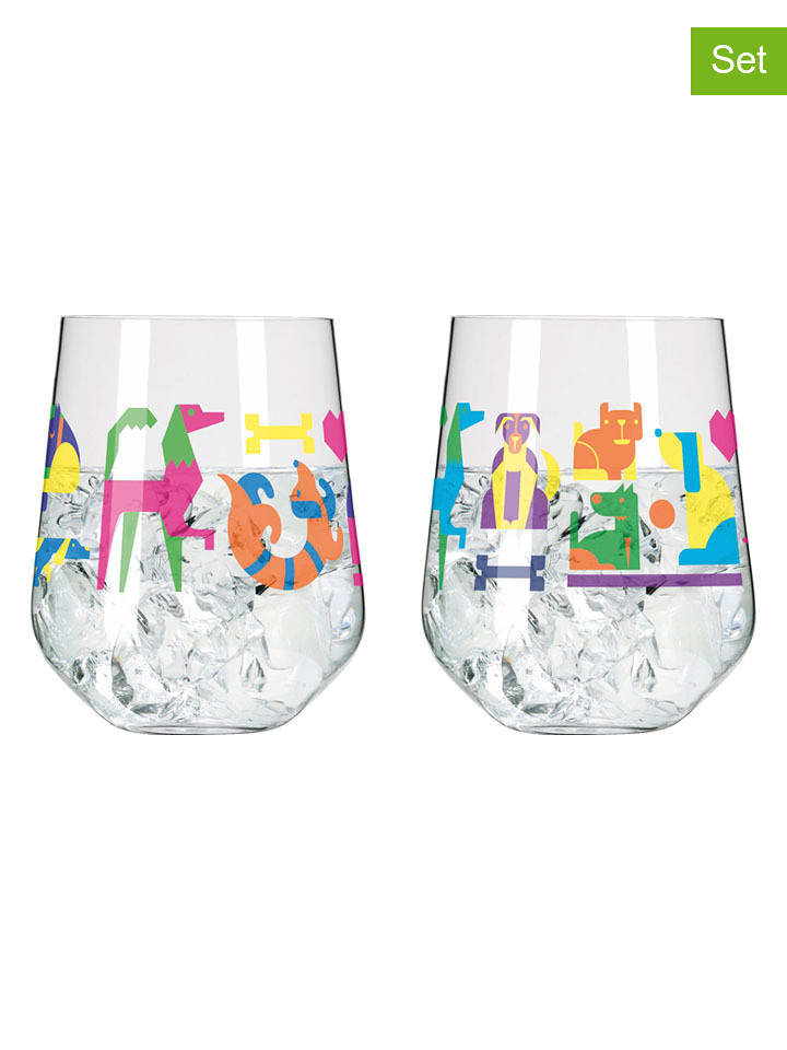 RITZENHOFF Szklanki (2 szt.) "Petfluencer" ze wzorem do ginu - 700 ml rozmiar: onesize