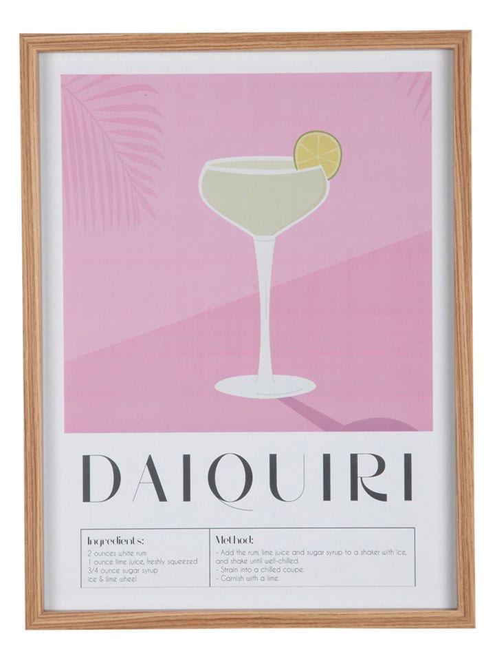 Present Time Druk artystyczny "Daiquiri" w kolorze jasnoróżowym w ramce - 41,4 x 31,5 cm rozmiar: onesize
