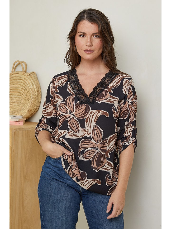 Curvy Lady Bluzka w kolorze czarnym ze wzorem rozmiar: 40/42