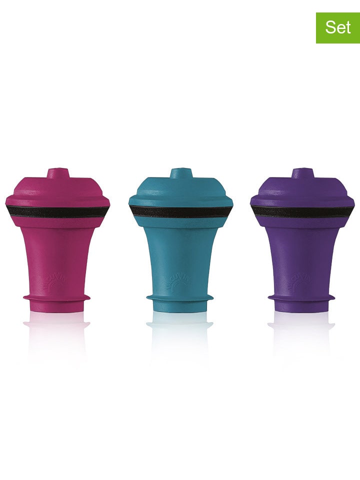 Vacu Vin Korki (3 szt.) w kolorze różowym, niebieskim i fioletowym rozmiar: onesize