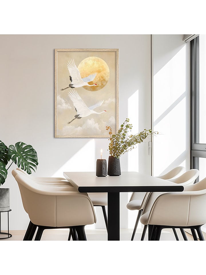 Orangewallz Druk artystyczny "Evening Bird Flight" w ramce rozmiar: 50x70 cm